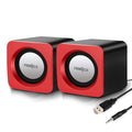 Premium 2.0 Channel USB Powered Speakers with 1.5W x 2 Output, AUX Input, and 1-Year Warranty (Red)