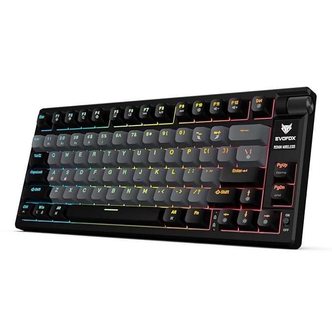Wireless Mechanical Keyboard (BT+2.4GHz+Wired) | 9 Layer Gasket Structure, Outemu Red Switches, Per-Key RGB, 1000Hz, nKey Rollover, Volume Controller | Windows Software (Black)
