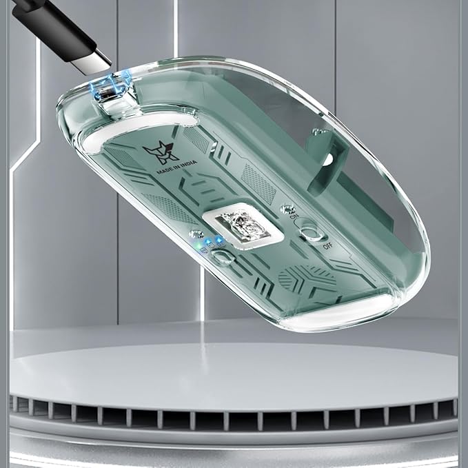 Pureview Transparent Wireless and Bluetooth Rechargeable Mouse, USB Receiver,LED Battery Magic Silm for Office/PC/Mac/Laptop/Apple/ipad