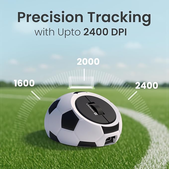 Football Mini Wireless Bluetooth Mouse with Dual Wireless Connectivity (BT + 2.4 GHz), Rechargeable Battery, Noise-Free Clicking, Multi-Device Pair, Adjust Sensitivity (White)