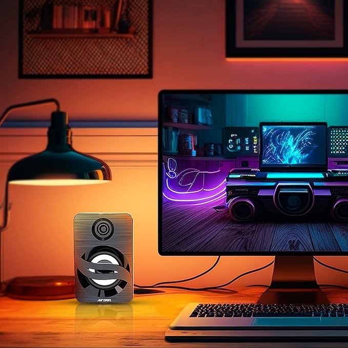 Computer Speakers, 2.0CH PC Speakers, in-line Volume Control, 6W USB Powered Stereo Desktop Speakers with 3.5mm AUX for PC/Laptop/Projector/Tablet/Cellphone