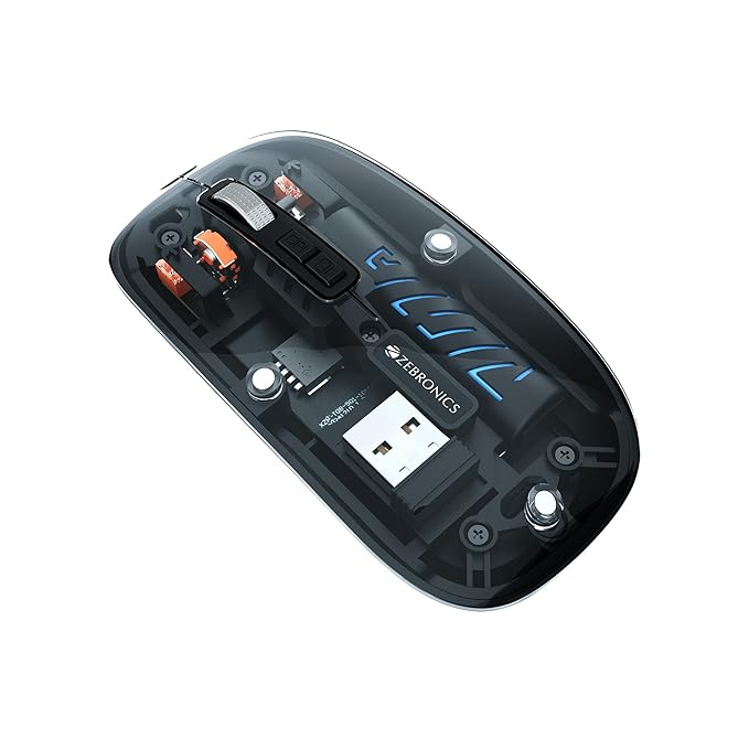 Wireless Mouse, Dual Mode (2.4GHz + BT), Upto 1600 DPI, Silent Operation, 5 Buttons, Type-C Charging, Comfortable & Ergonomic, for Mac | Laptop | Computer (Black)