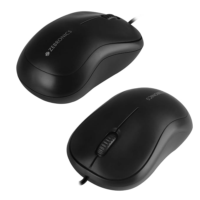 Comfort Wired USB Mouse, 3-Button, 1000 DPI Optical Sensor, Plug & Play, for Windows/Mac, Black