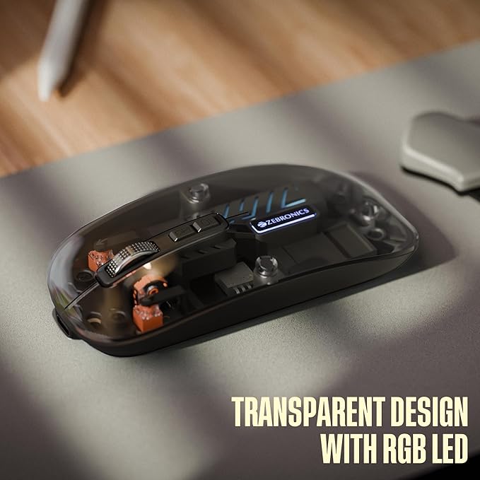 Wireless Mouse, Dual Mode (2.4GHz + BT), Upto 1600 DPI, Silent Operation, 5 Buttons, Type-C Charging, Comfortable & Ergonomic, for Mac | Laptop | Computer (Black)