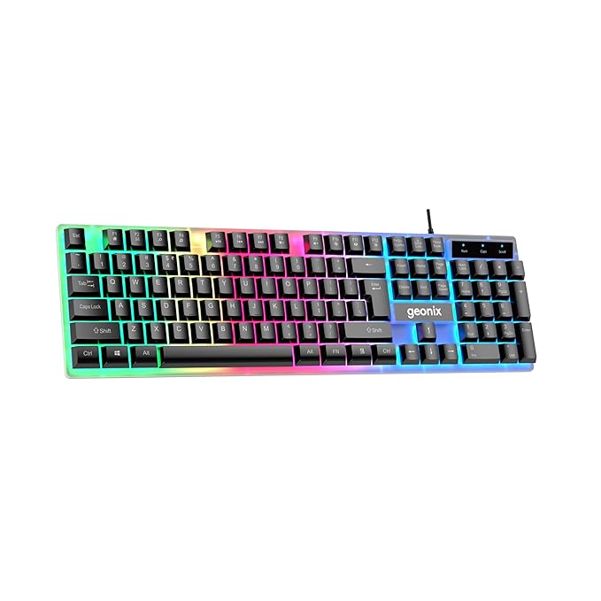 Wired Gaming Keyboard, 104 Keys, 1.5m Cable, 12 Multimedia Keys, USB Interface, RGB Colour, Plug and Play