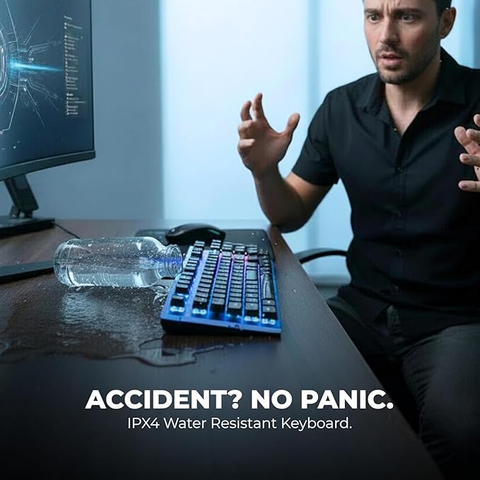 Wired Gaming Keyboard, 104 Keys, 1.5m Cable, 12 Multimedia Keys, USB Interface, RGB Colour, Plug and Play