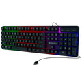 Premium Gaming Keyboard with 104 Keys, 1.7m Cable, Laser Keycaps, Multi Color LED Modes, Integrated Multimedia Keys, All Keys Enable/Disable Function