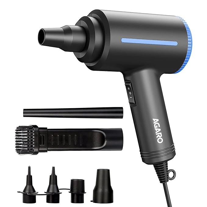 Compressed Air Duster,Air Blower, Powerful 48000 RPM, Variable Speed, Copper Motor, Air Spray/Blower for Electronics & Inflatables, Dust Cleaner for Computer, Laptop, Home, Car & Office