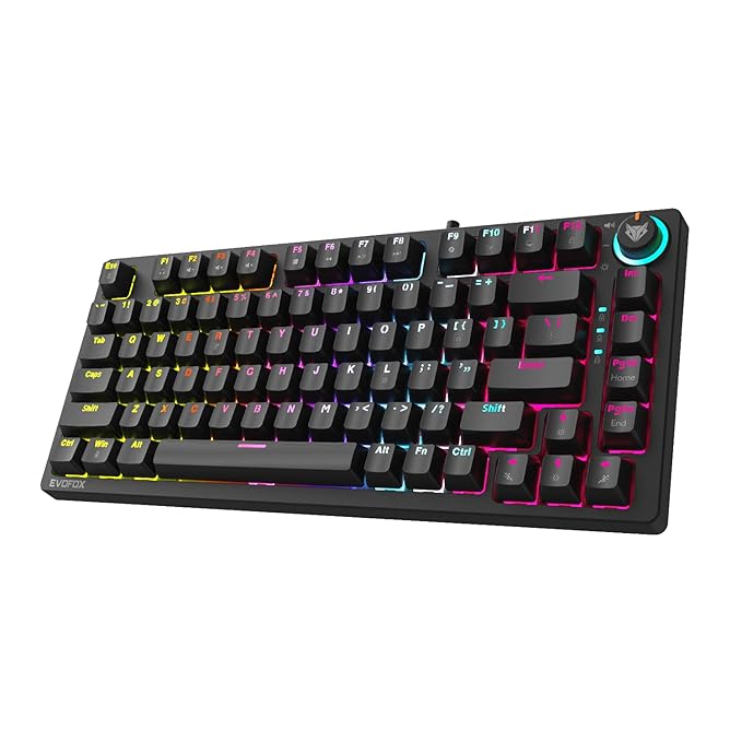 Mechanical Gaming Keyboard | 3‑Pin Replaceable Clicky Blue Switches, Dynamic Backlighting, All Keys Anti‑Ghosting, Volume Knob, Copilot, Xbox Gamebar, Screenshot & More (Black)
