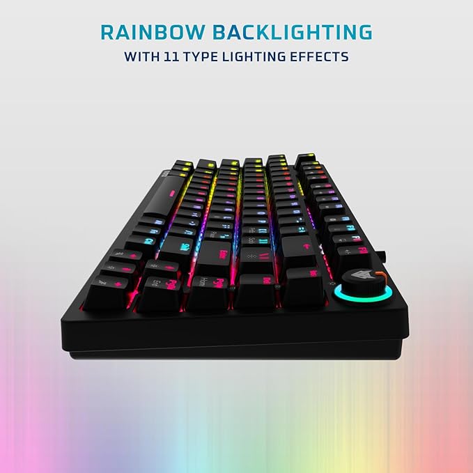 Mechanical Gaming Keyboard | 3‑Pin Replaceable Clicky Blue Switches, Dynamic Backlighting, All Keys Anti‑Ghosting, Volume Knob, Copilot, Xbox Gamebar, Screenshot & More (Black)