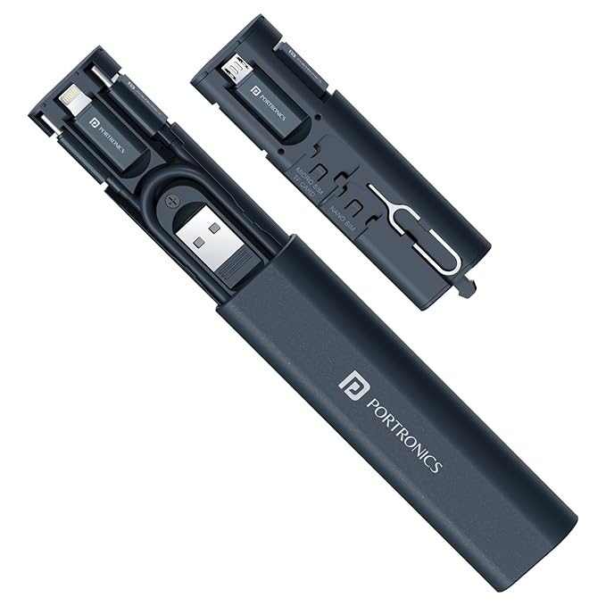 Snapcase 3 60W Multifunctional Fast Charging Data Cable Kit, Conversion Set USB A & Type C to Male Micro/Type C/Lightning, Data Transfer, Sim Storage, Sim Eject Pin, Pocket Size