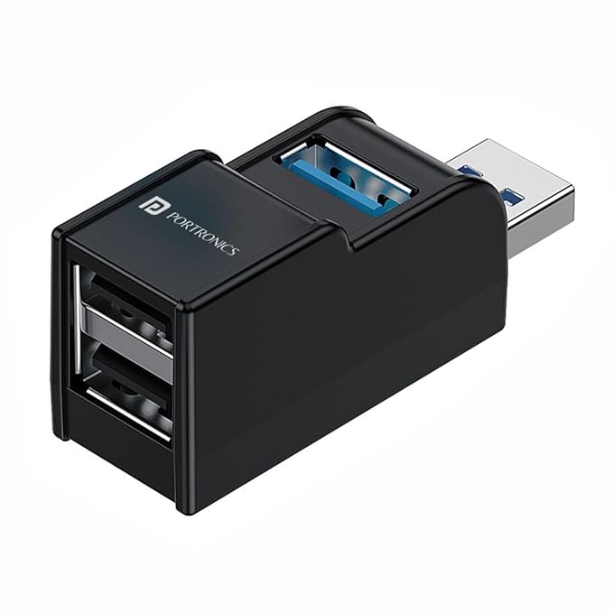 Multiport Adapter with USB 3.0 & 2-Port USB 2.0, Upto 5 Gbps High Data Transfer Speed for PC, Laptop & Mac (Black)