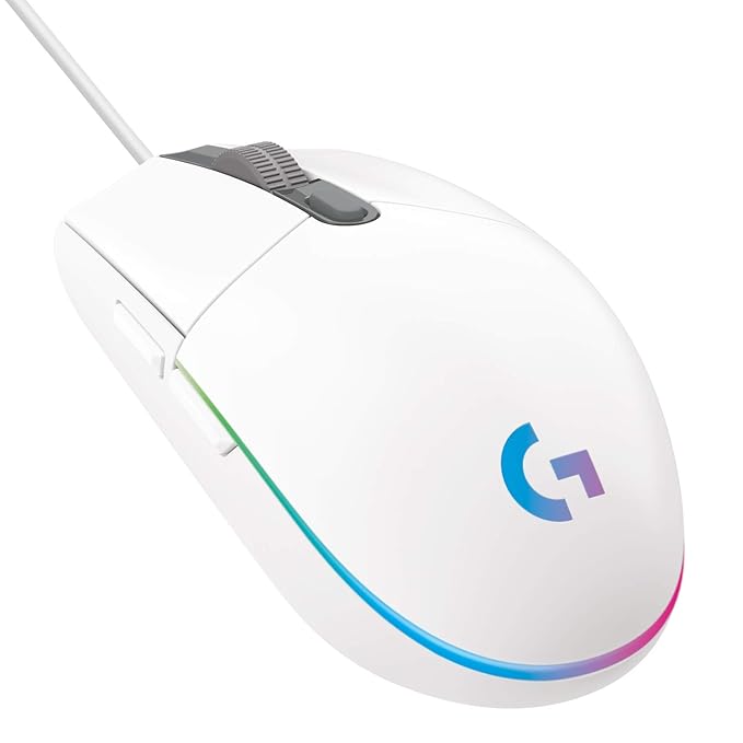 Light Sync Gaming Mouse with Customizable RGB Lighting, 6 Programmable Buttons, Gaming Grade Sensor, 8K DPI Tracking,16.8mn Color, Light Weight - White