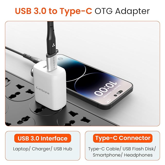 USB Type C Female to USB Male OTG Adapter with 5 Gbps High-Speed Data Transfer, Compatible with Laptops, Tablets, Smartphone, Chargers and More Devices