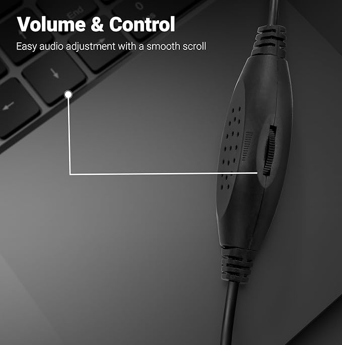 2.0 USB Computer Speakers, 5 Watts, USB Powered, AUX, Volume Control Pod for PC, Laptops, Desktop