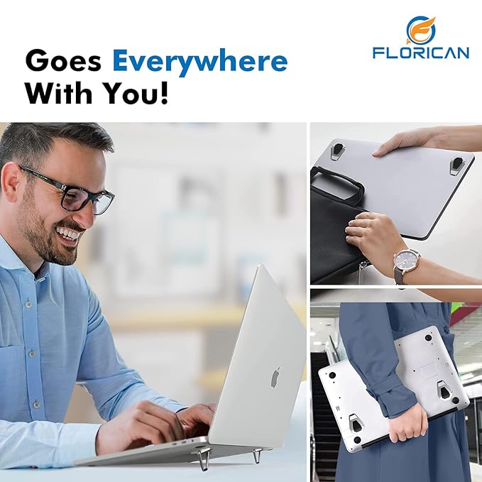 Portable Invisible Laptop Riser Stand | Mini Aluminum Cooling Pad, Lightweight Laptop Desk Stand for MacBook, Lenovo, Dell, HP & Other Laptops